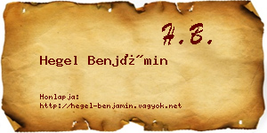 Hegel Benjámin névjegykártya